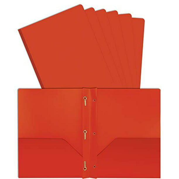 Heavyweig… Details about   Better Office Products Orange Plastic 2 Pocket Folders with Prongs